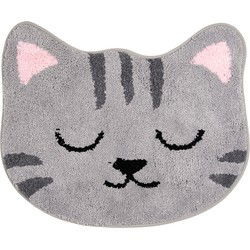Clayre & Eef Badmat Grijs Polyester Kat