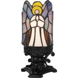 LumiLamp Tiffany Tafellamp Engel Ø 13x25 cm  Grijs Glas Tiffany Bureaulamp