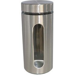 Voedsel bewaren keuken voorraad pot - zilver metaal - 1300 ml - Voorraadpot