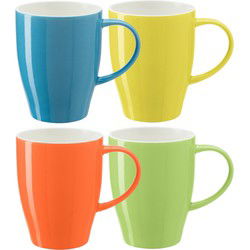 Bellatio Design Koffie mokken/bekers Paris - 4x - porselein - multi kleuren - 350 ml - Bekers