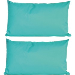 6x Bank/sier kussens voor binnen en buiten in de kleur aqua blauw 30 x 50 cm - Sierkussens
