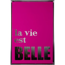 Wanddecoratie La Vie Est Belle Medium - Roze - 60x3.2x40cm