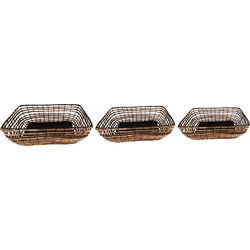 Clayre & Eef Opbergmand Set van 3 Bruin Zwart Rotan