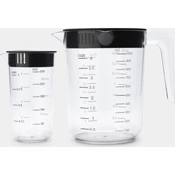 Tasty+ Maatbeker set, 2-delig, 0,25 en 1 liter - Transparent