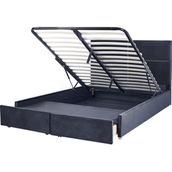 VERNOYES - Bed met opbergruimte - Zwart - 180 x 200 cm - Fluweel