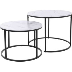 Bijzettafel set - 2-delig - wit marmer - 45 cm - Bijzettafels