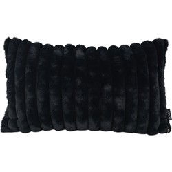 Sierkussen Rosie Rib Zwart | 30 x 50 cm | Polyester
