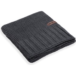 Knit Factory Vinz Gebreid Plaid - Woondeken - Kleed - Antraciet - 160x130 cm