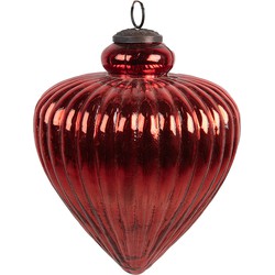 Clayre & Eef Kerstbal Ø 13x17 cm Rood Glas Kerstboomversiering