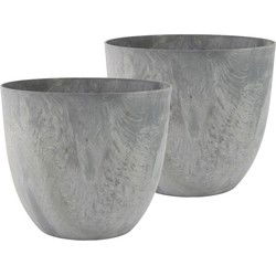 Ter Steege Plantenpot - 2x - betongrijs - kunststof - 38 x 33 cm - Plantenpotten