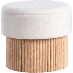 Beliani RICHEY - Poef-Wit-Bouclé