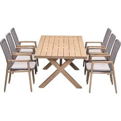 Garden Impressions Luando tuinset 7-delig - Tamako tuintafel 220x100 cm