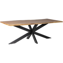 D - Livingfurn - Bruine e Eetkamertafel Live Edge - Acasia Hout  - 220 cm