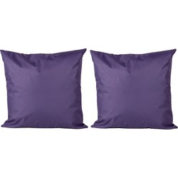 2x Bank/sier kussens voor binnen en buiten in de kleur paars 45 x 45 cm - Sierkussens