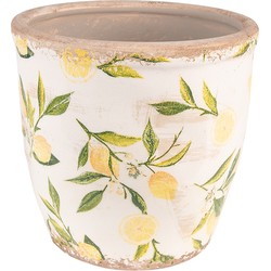 Clayre & Eef Bloempot  Ø 17x16 cm Geel Keramiek Citroen Bloempot binnen