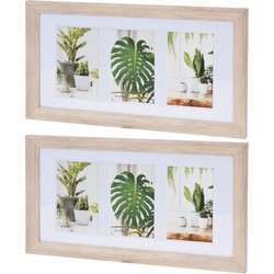 2x stuks multi fotolijst kunststof met 3 lijstjes geschikt voor een foto van 9 x 14 cm - Fotolijsten