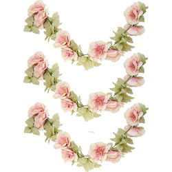 Chaks Rozen bloemenslinger - 3x - kunstplant/bloem - oud roze - 220 cm - Kunstplanten