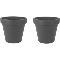 2x Grijze plantenpotten/bloempotten 30 cm - Plantenpotten