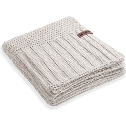 Knit Factory Vinz Gebreid Plaid XL - Woondeken - Kleed - Beige - 195x225 cm