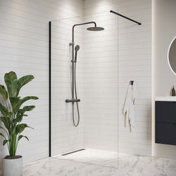 Badplaats Douchewand Florida 120 x 200 cm - Zwart – Inloopdouche 8 mm Veiligheidsglas