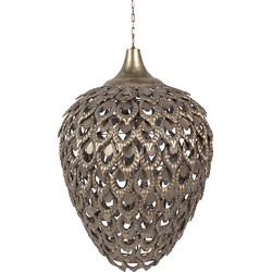 Clayre & Eef Hanglamp  Ø 39x59 cm Goudkleurig Grijs Ijzer Hanglamp Eettafel