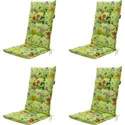Madison -  Tuinstoelkussen Hoge Rug Milly green - Ca. 123x50 cm - Set van 4