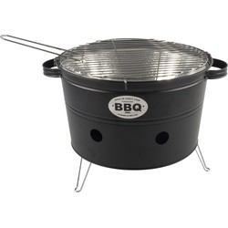 Houtskool barbecue/bbq emmer zwart tafelmodel 33 cm - Houtskoolbarbecues