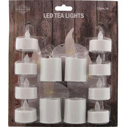 LED theelichtjes - 12x - diverse maten - kunststof - waxinelicht - LED kaarsen