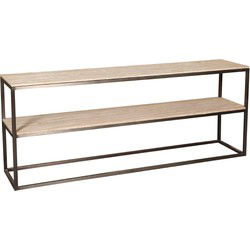 PTMD Bijzettafel Zoah - 200x45x80 cm - Travertijn - Zwart