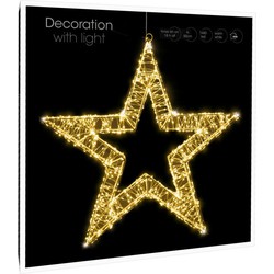 Metalen krans/verlichte decoratie ster met warm wit licht 50 cm - kerstverlichting figuur