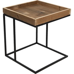 Clayre & Eef Bijzettafel  40x40x45 cm Zwart Ijzer Hout Vierkant