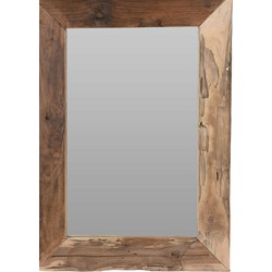 Spiegel/wandspiegel - teak hout - bruin - rechthoek - 70 x 50 cm - Spiegels