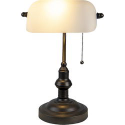 Lumilamp Bureaulamp Bankierslamp Wit Bruin Metaal