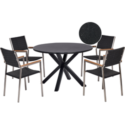 Beliani MALETTO/GROSSETO - Tuintafelset-Zwart-Aluminium, PE rotan