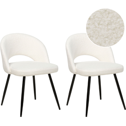 ONAGA II - Eetkamerstoel set van 2 - Wit - Bouclé