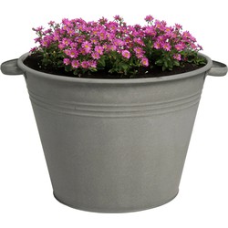 Mega Collections plantenpot/bloempot Farmer - zink - donkergrijs - D40 X H29 cm - IJzeren emmer / teil