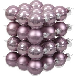 72x stuks glazen kerstballen salie paars (lilac sage) 4 cm mat/glans - Kerstbal