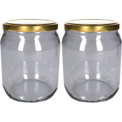 Set van 2x stuks luchtdichte weckpotten/jampotten transparant glas 540 ml - Weckpotten