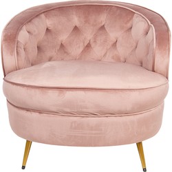 Clayre & Eef Fauteuil met Armleuning  74x81x71 cm Roze Metaal Textiel Rond Woonkamer stoel