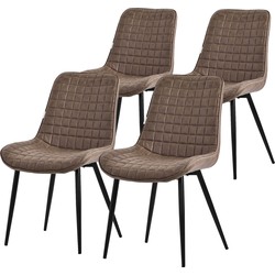 Eetkamerstoel set van 4 bruin met kunstlederen bekleding en stalen poten Keukenstoel met rugleuning ML design
