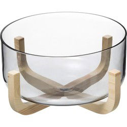 Secret de Gourmet Slakom/voedsel serveer schaal- Glas/hout - D24 cm - Saladeschalen