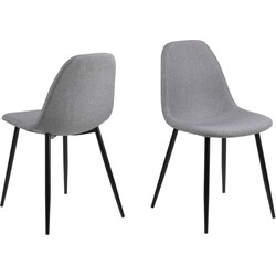 Eetkamerstoel - Lichtgrijs - Stof - Zithoogte 48,5cm - Willy - Set van 4