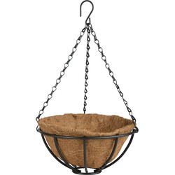 Metalen hanging basket / plantenbak zwart met ketting 25 cm - hangende bloemen - Plantenbakken
