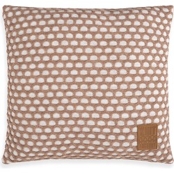 Knit Factory Mila Sierkussen - Beige/Marron - 50x50 cm - Inclusief kussenvulling