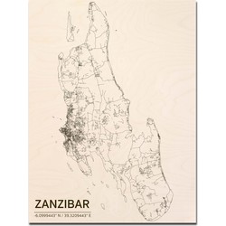 Houten Citymap Zanzibar 100x80 cm 