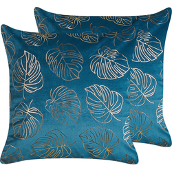 Beliani DELICIOSA - Sierkussen-Blauw-Fluweel