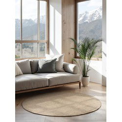 Handgeweven Jute vloerkleed - Bouclé Jaipur Crème - Ø 200 cm rond