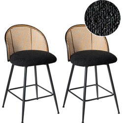 NATHAN - Barkruk set van 2 - Zwart - 91 cm - Bouclé
