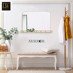LW Collection LW Collection Wandspiegel met plankje goud 63x50 cm metaal
