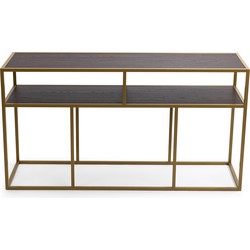 Stalux Side-table 'Teun' 150cm, kleur goud / bruin hout